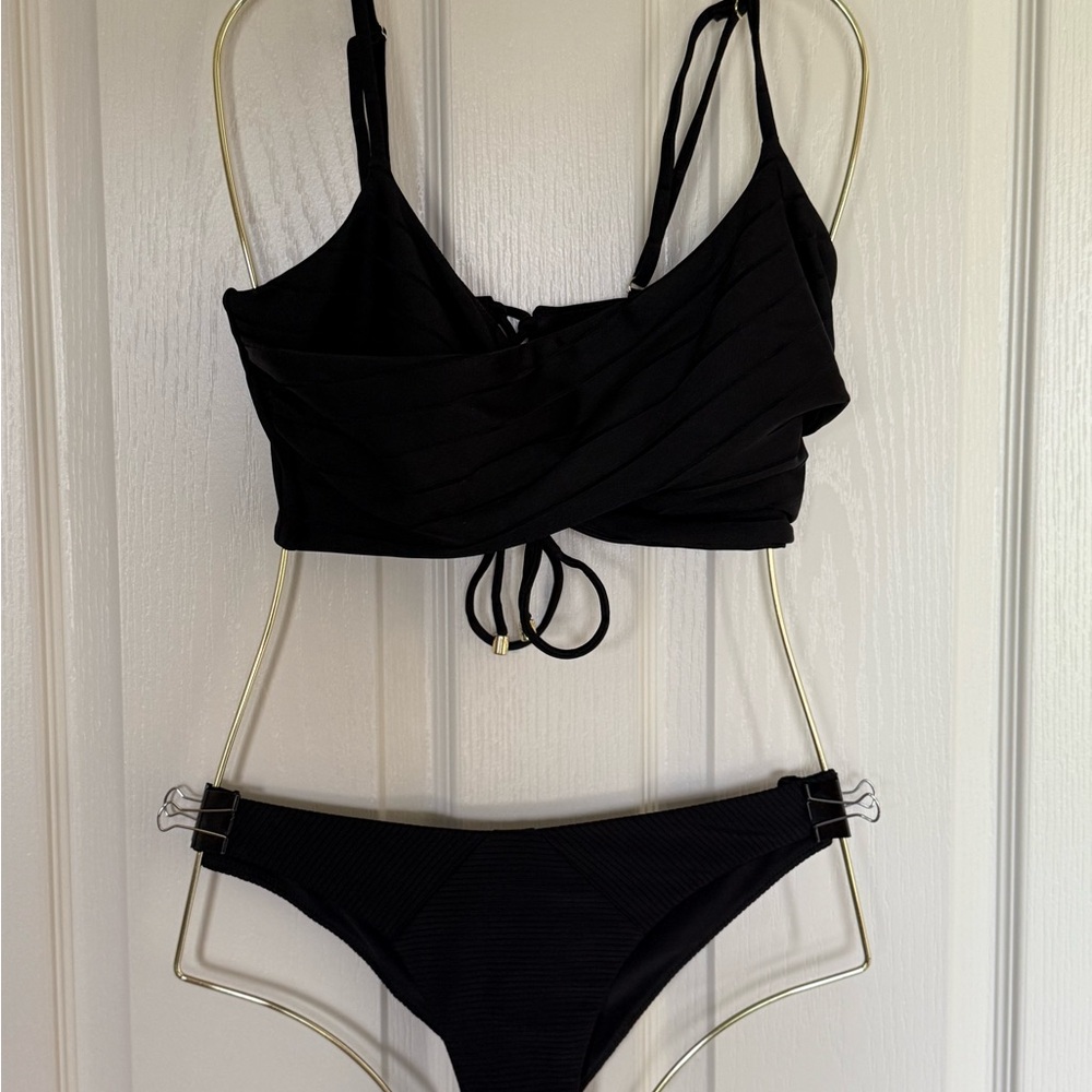 Beach Bunny Black Bikini with Lace-Up Detail never worn